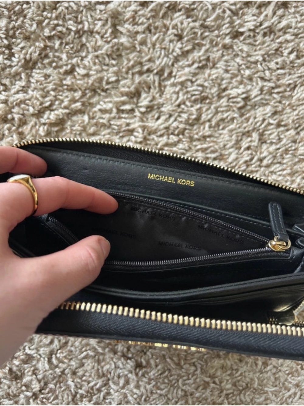 Michael Kors Black Wristlet Wallet with Pink Floral Print - Picture 8 of 10